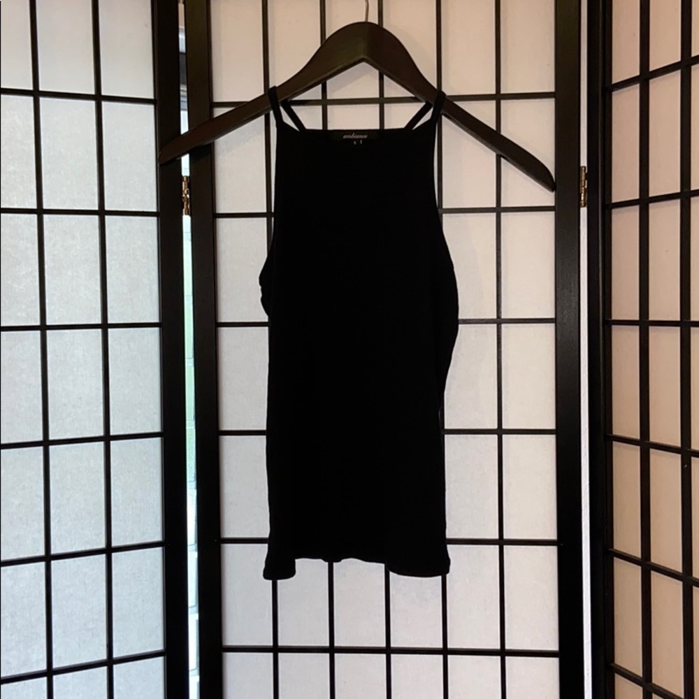Ribbed black halter top